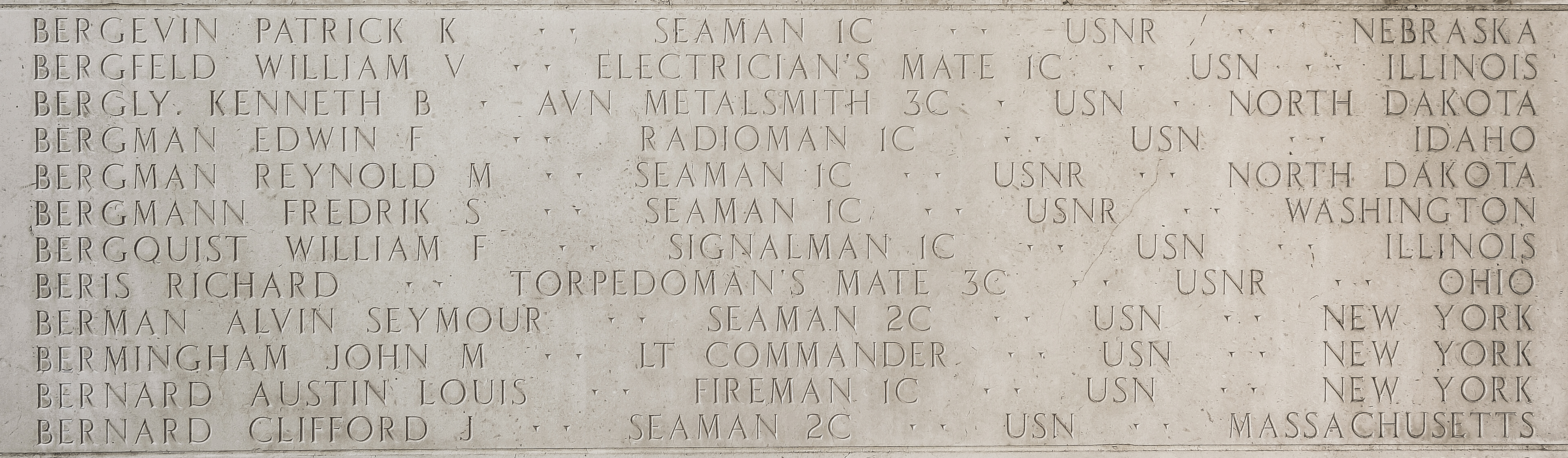 William F. Bergquist, Signalman First Class